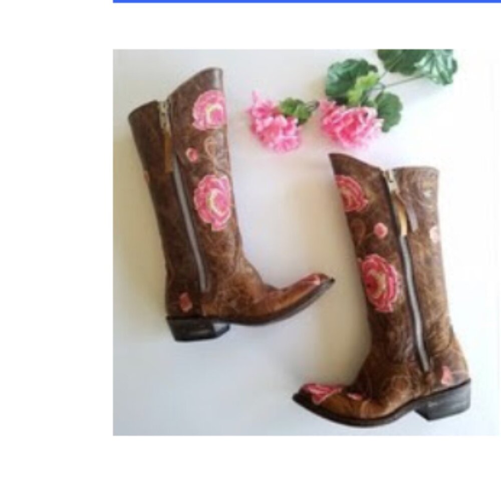 Old Gringo Marsha Western Cowboy Boots 7 Pink Brown Leather Embroidered Boho